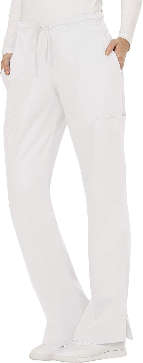 imageCherokee Women Scrubs Pant Workwear Revolution Mid Rise Moderate Flare Drawstring WW120White