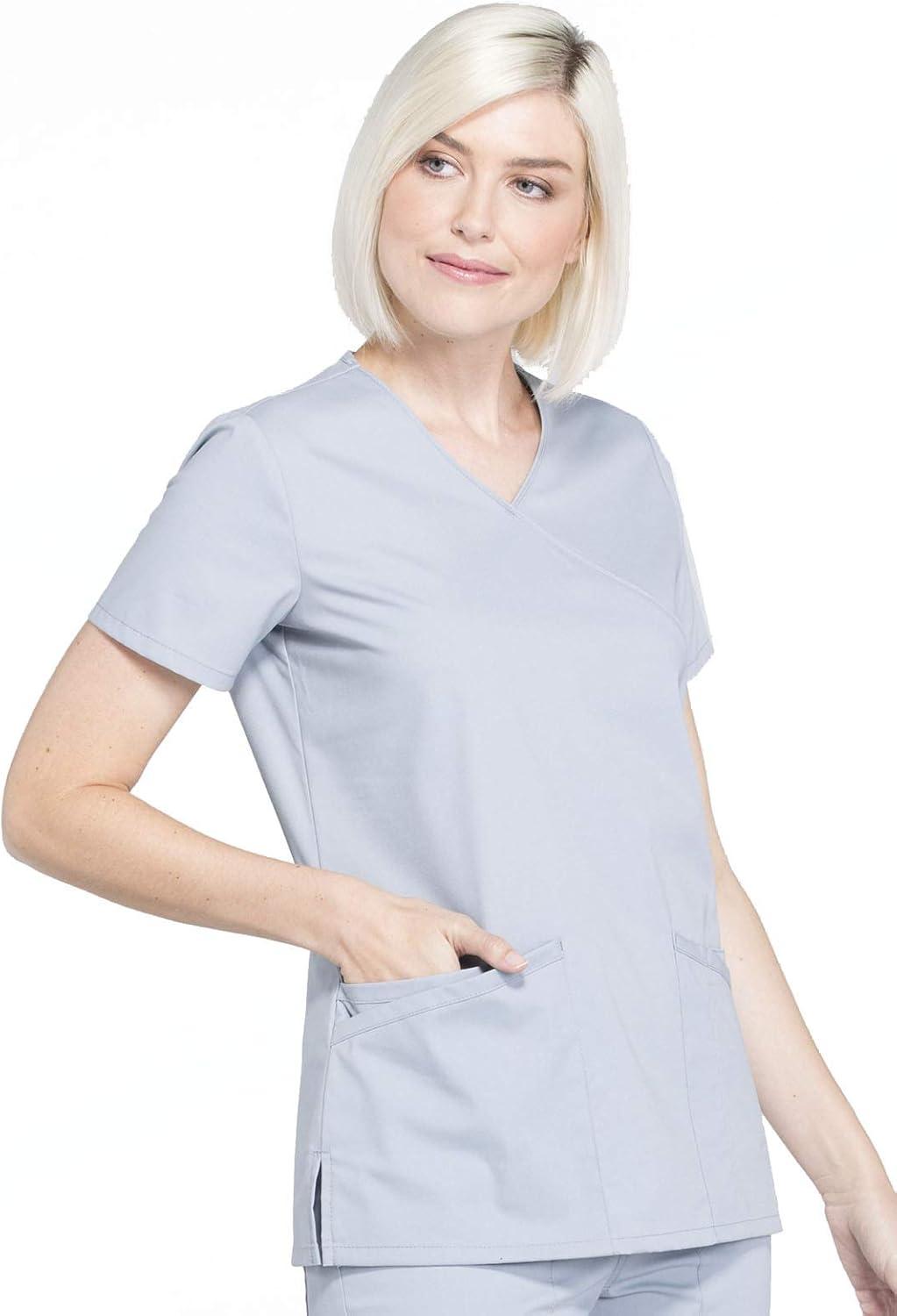 imageCherokee Women Scrubs Top Workwear Professionals Mock Wrap WW655Grey