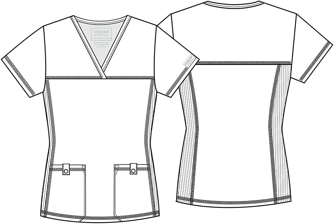 imageCherokee Women Scrubs Top Workwear Professionals VNeck Knit Panel WW2968