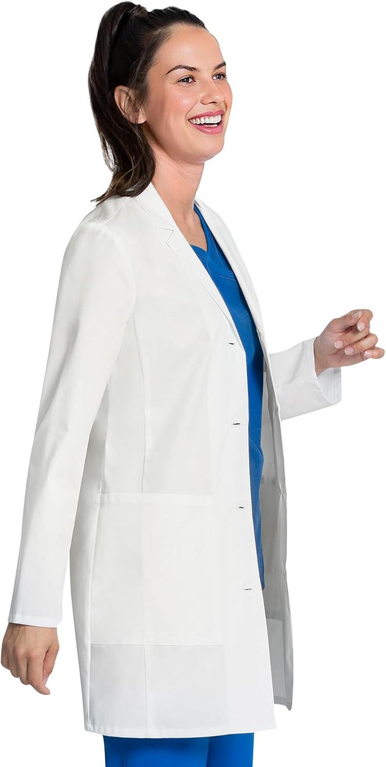 imageCherokee Womens Lab Coat Modern Classic Fit 33 amp 35 Doctors Coat with 3 Pockets CK452White
