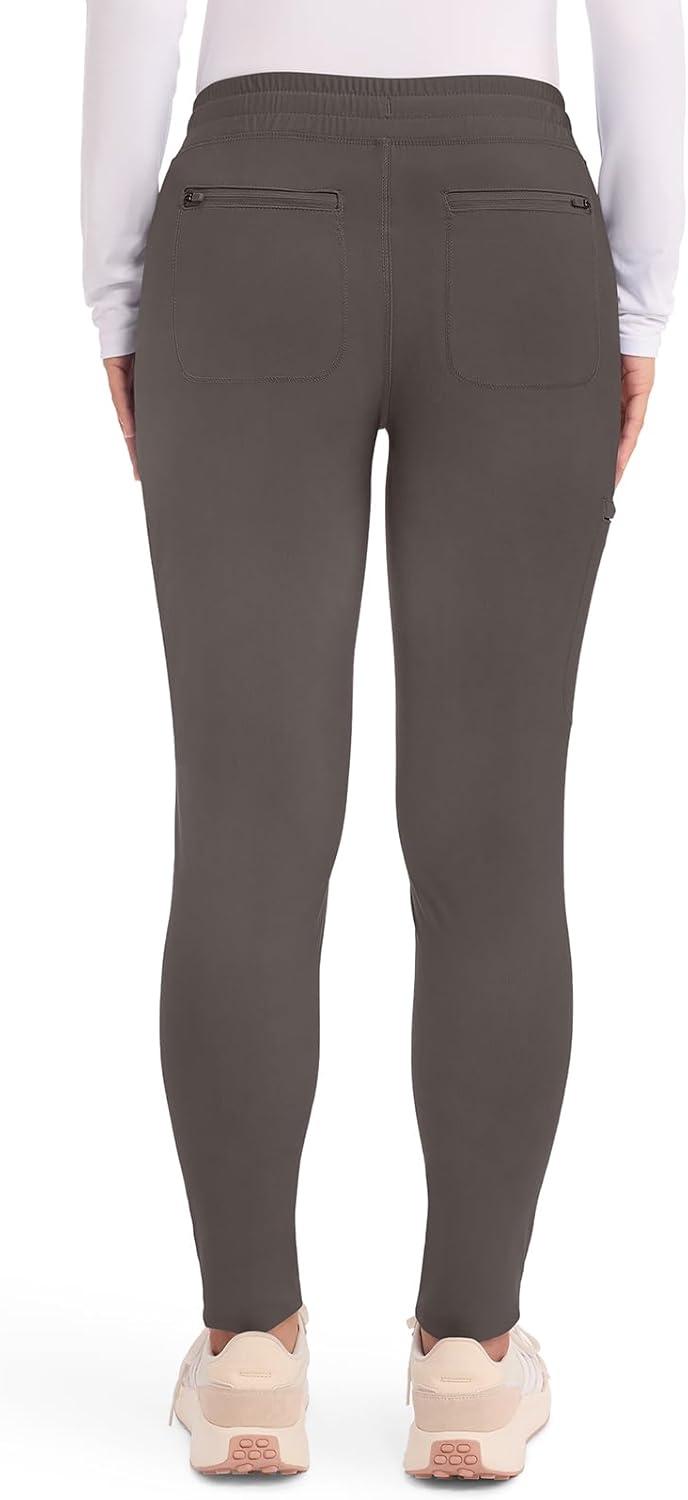 imageCherokee Womens Mid Rise Tapered Leg Drawstring Scrub Pants 5 Pocket 360 Stretch Moisture Wicking Easy Care CK095Iron