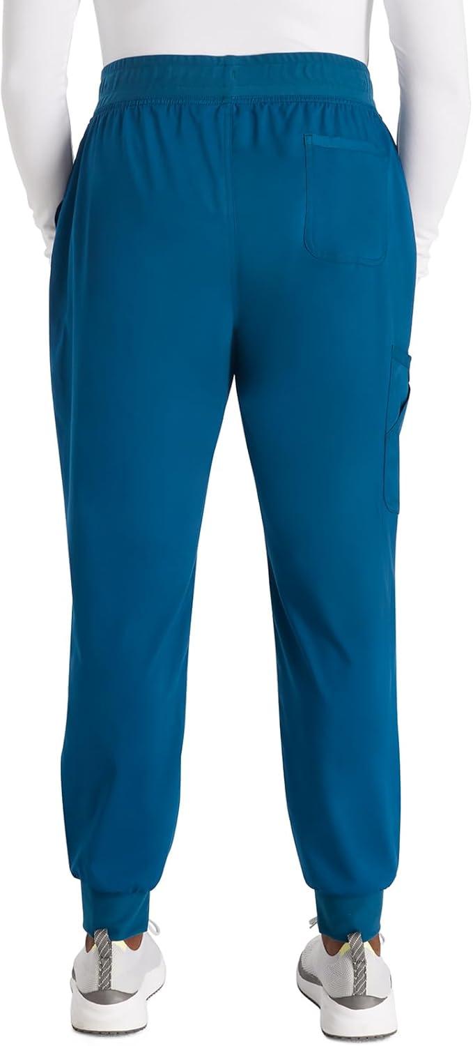 imageCherokee Womens Scrub Jogger Pants Modern Classic Fit Mid Rise Bottom with 5 Pockets Elastic Knit Waistband WW115Caribbean Blue