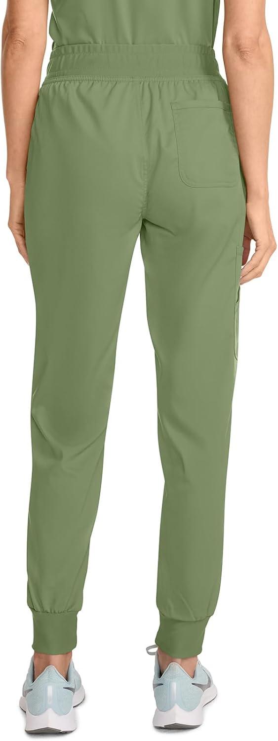 imageCherokee Womens Scrub Jogger Pants Modern Classic Fit Mid Rise Bottom with 5 Pockets Elastic Knit Waistband WW115Celery Green