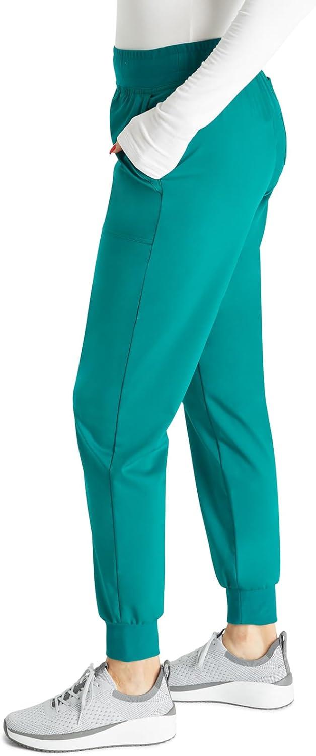 imageCherokee Womens Scrub Jogger Pants Modern Classic Fit Mid Rise Bottom with 5 Pockets Elastic Knit Waistband WW115Hunter Green