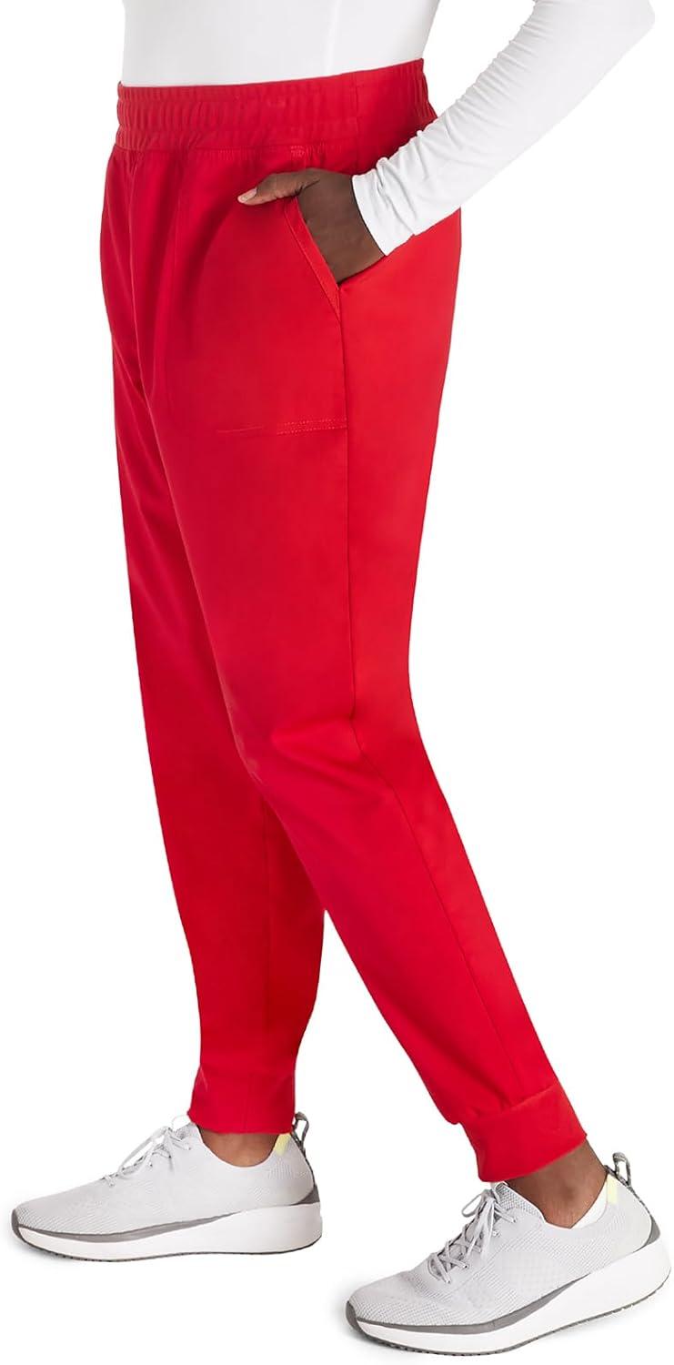 imageCherokee Womens Scrub Jogger Pants Modern Classic Fit Mid Rise Bottom with 5 Pockets Elastic Knit Waistband WW115Red