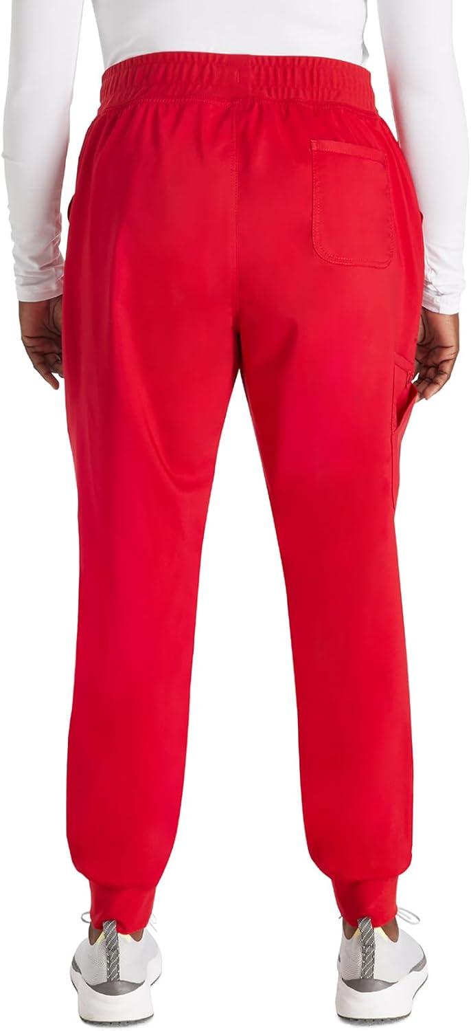 imageCherokee Womens Scrub Jogger Pants Modern Classic Fit Mid Rise Bottom with 5 Pockets Elastic Knit Waistband WW115Red