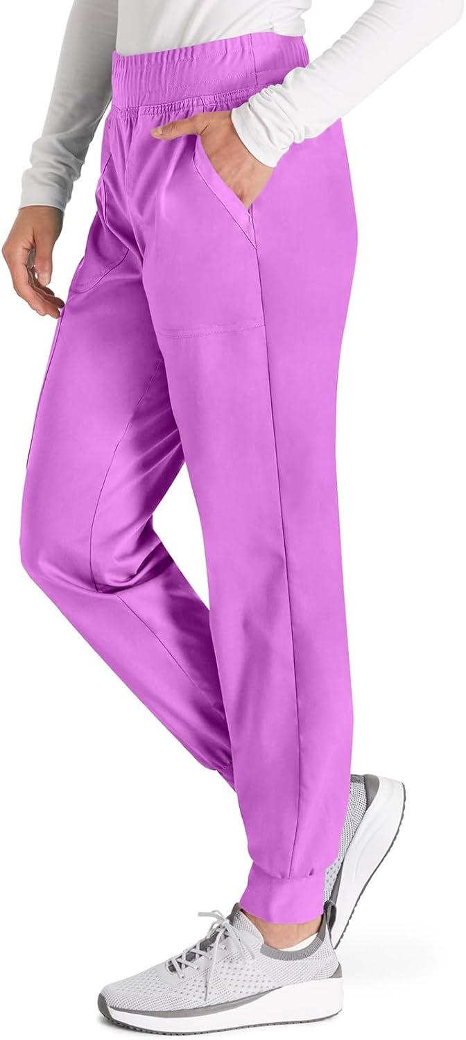 imageCherokee Womens Scrub Jogger Pants Modern Classic Fit Mid Rise Bottom with 5 Pockets Elastic Knit Waistband WW115Sweet Berry