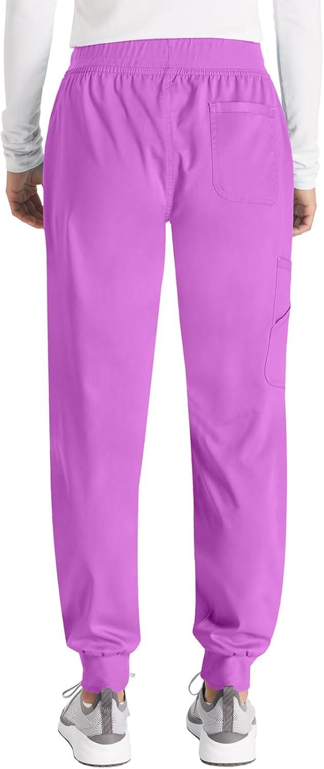 imageCherokee Womens Scrub Jogger Pants Modern Classic Fit Mid Rise Bottom with 5 Pockets Elastic Knit Waistband WW115Sweet Berry