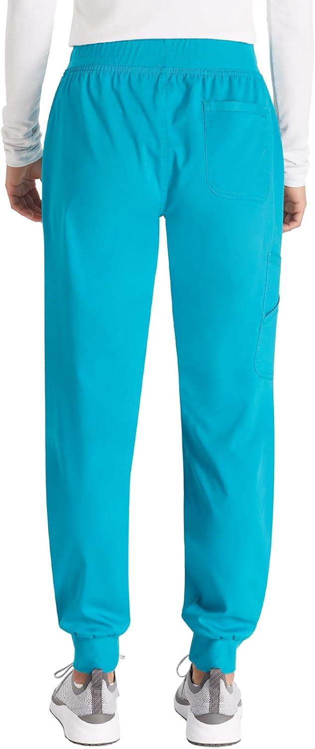 imageCherokee Womens Scrub Jogger Pants Modern Classic Fit Mid Rise Bottom with 5 Pockets Elastic Knit Waistband WW115Teal Blue