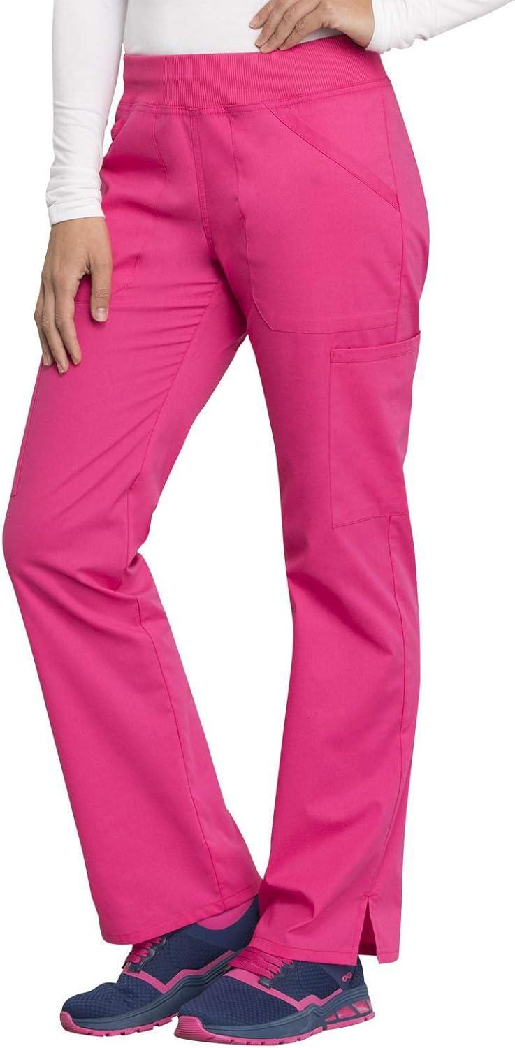 imageCherokee Womens Scrub Pants Mid Rise Straight Leg Pullon Cargo Pant with 6 Pockets amp 2Way Stretch Fabric WW170Electric Pink