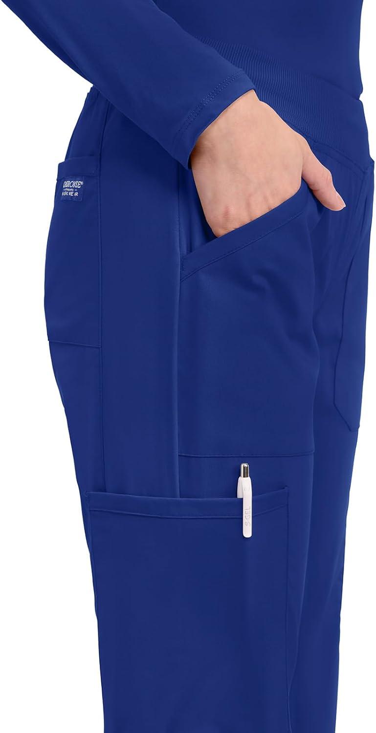 imageCherokee Womens Scrub Pants Mid Rise Straight Leg Pullon Cargo Pant with 6 Pockets amp 2Way Stretch Fabric WW170Galaxy Blue