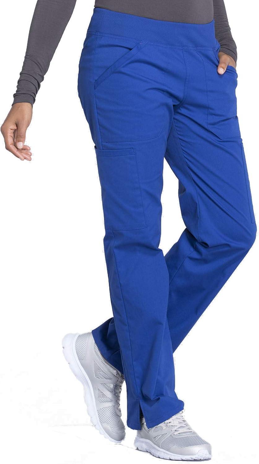 imageCherokee Womens Scrub Pants Mid Rise Straight Leg Pullon Cargo Pant with 6 Pockets amp 2Way Stretch Fabric WW170Galaxy Blue