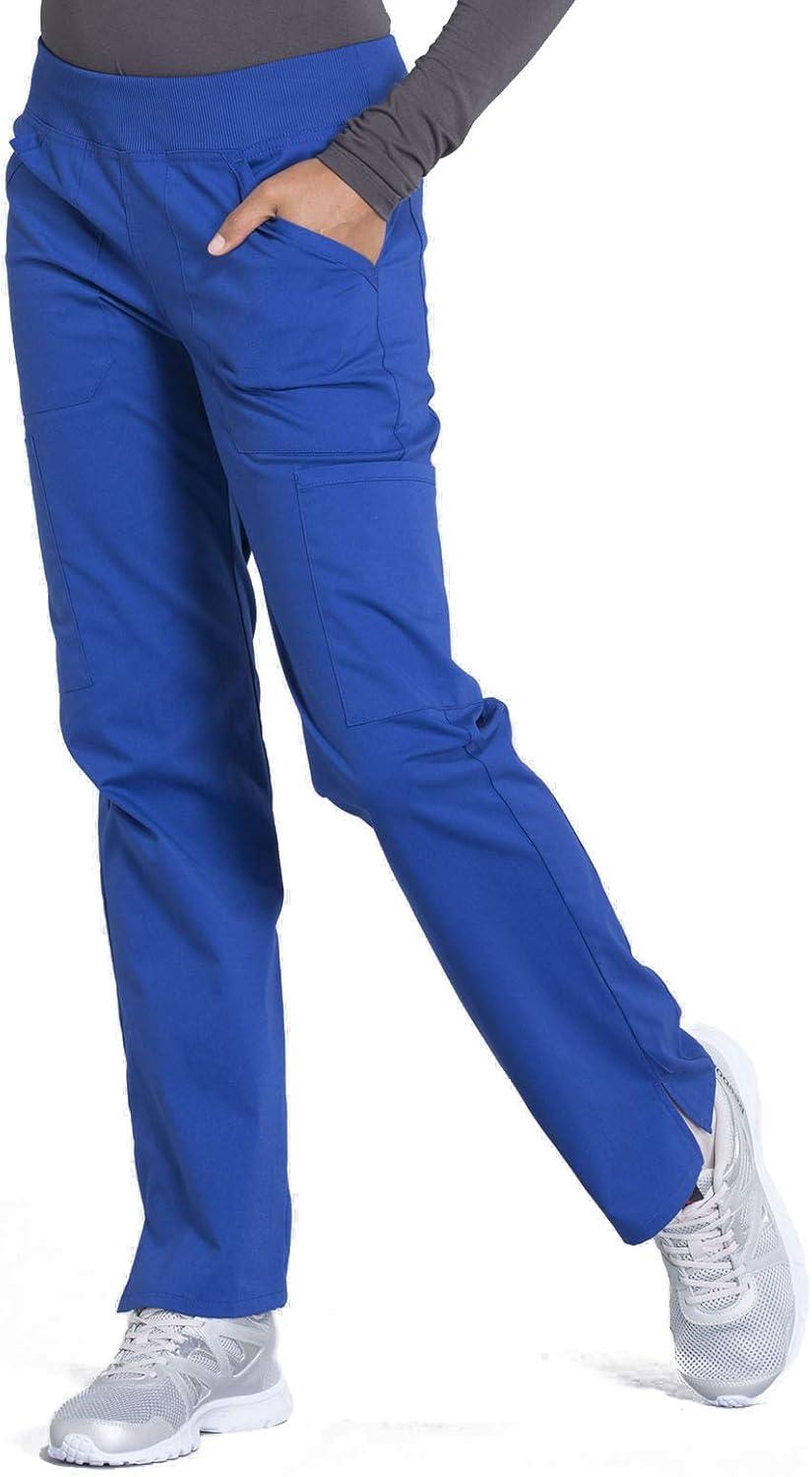 imageCherokee Womens Scrub Pants Mid Rise Straight Leg Pullon Cargo Pant with 6 Pockets amp 2Way Stretch Fabric WW170Galaxy Blue