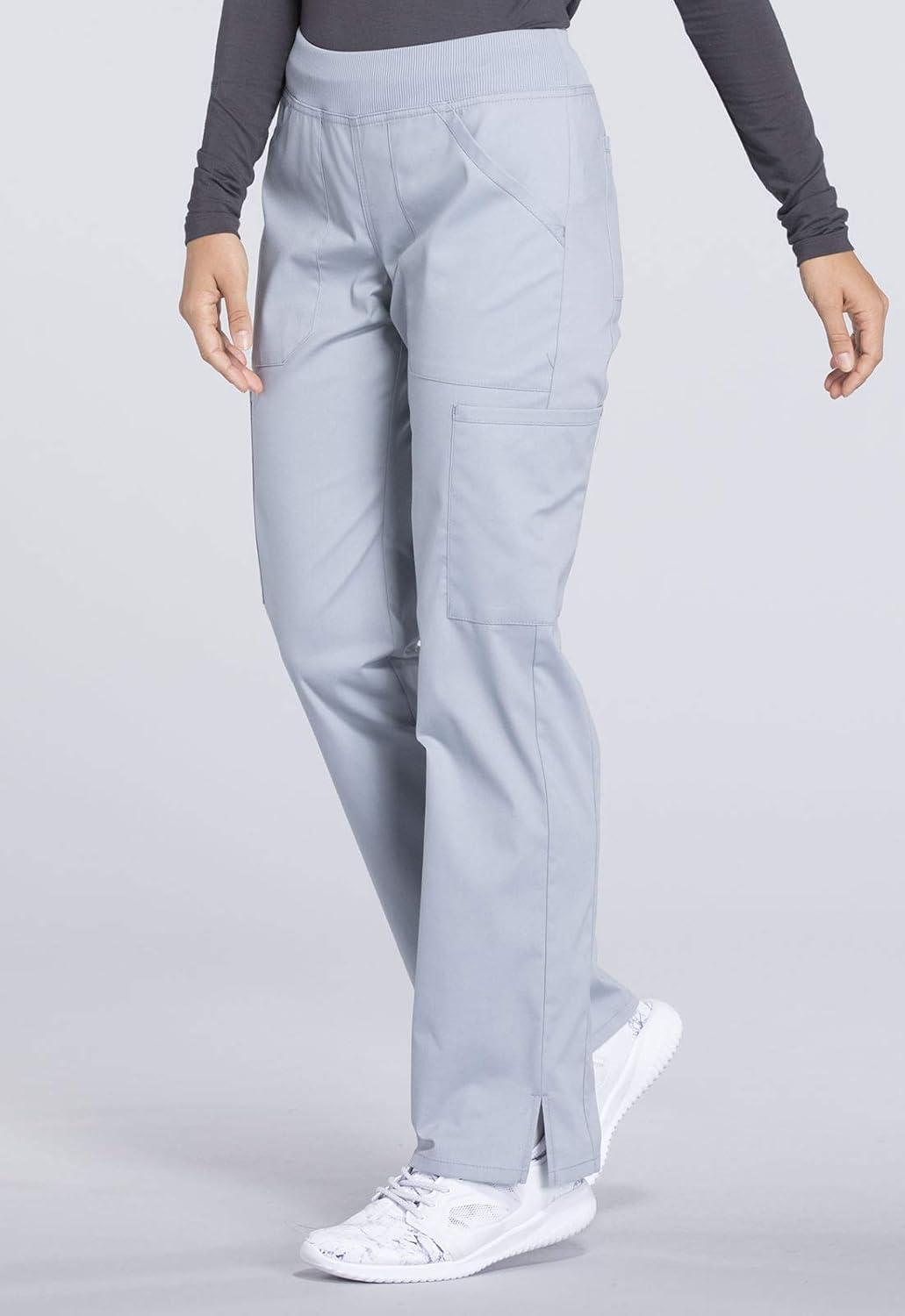 imageCherokee Womens Scrub Pants Mid Rise Straight Leg Pullon Cargo Pant with 6 Pockets amp 2Way Stretch Fabric WW170Grey