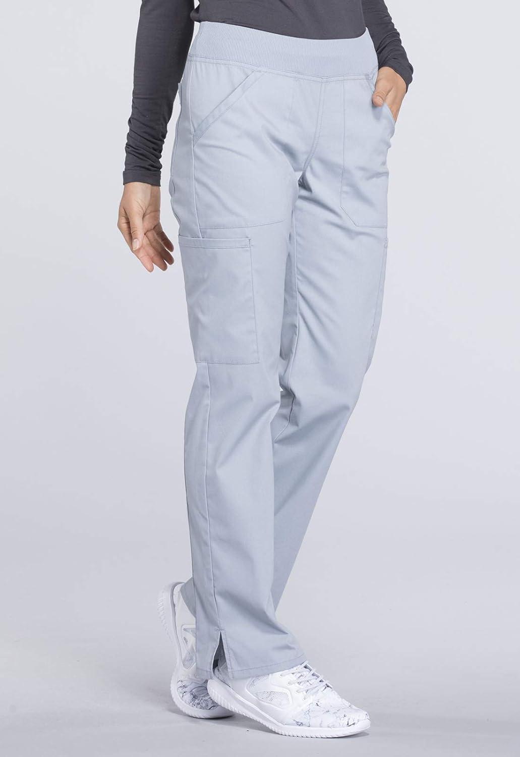 imageCherokee Womens Scrub Pants Mid Rise Straight Leg Pullon Cargo Pant with 6 Pockets amp 2Way Stretch Fabric WW170Grey