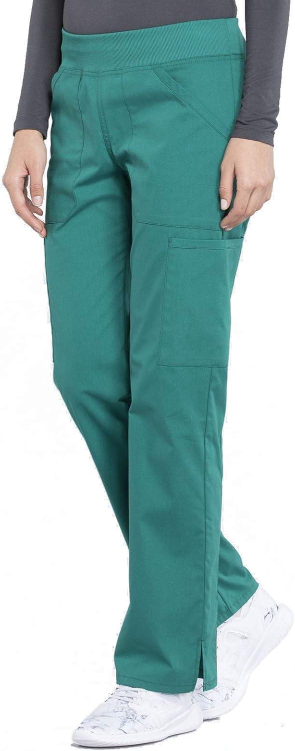 imageCherokee Womens Scrub Pants Mid Rise Straight Leg Pullon Cargo Pant with 6 Pockets amp 2Way Stretch Fabric WW170Hunter Green