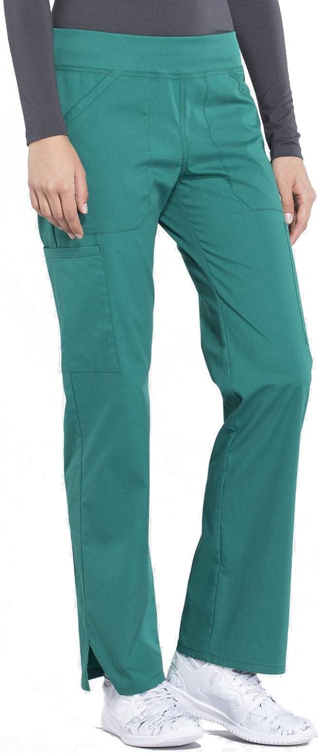 imageCherokee Womens Scrub Pants Mid Rise Straight Leg Pullon Cargo Pant with 6 Pockets amp 2Way Stretch Fabric WW170Hunter Green