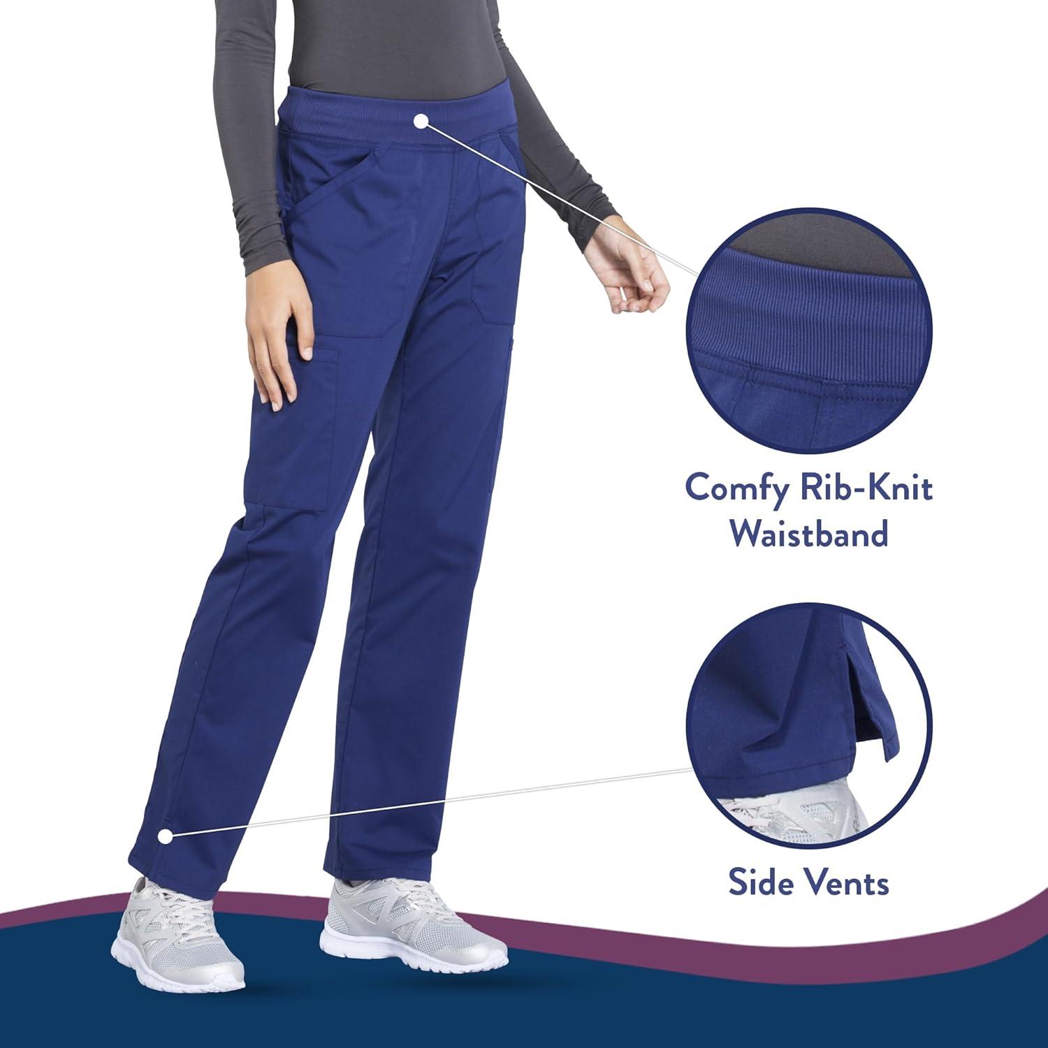 imageCherokee Womens Scrub Pants Mid Rise Straight Leg Pullon Cargo Pant with 6 Pockets amp 2Way Stretch Fabric WW170Navy