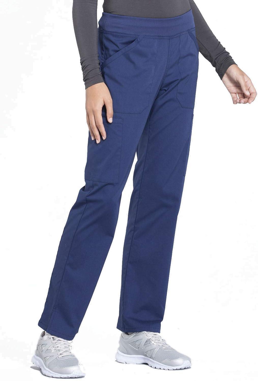 imageCherokee Womens Scrub Pants Mid Rise Straight Leg Pullon Cargo Pant with 6 Pockets amp 2Way Stretch Fabric WW170Navy