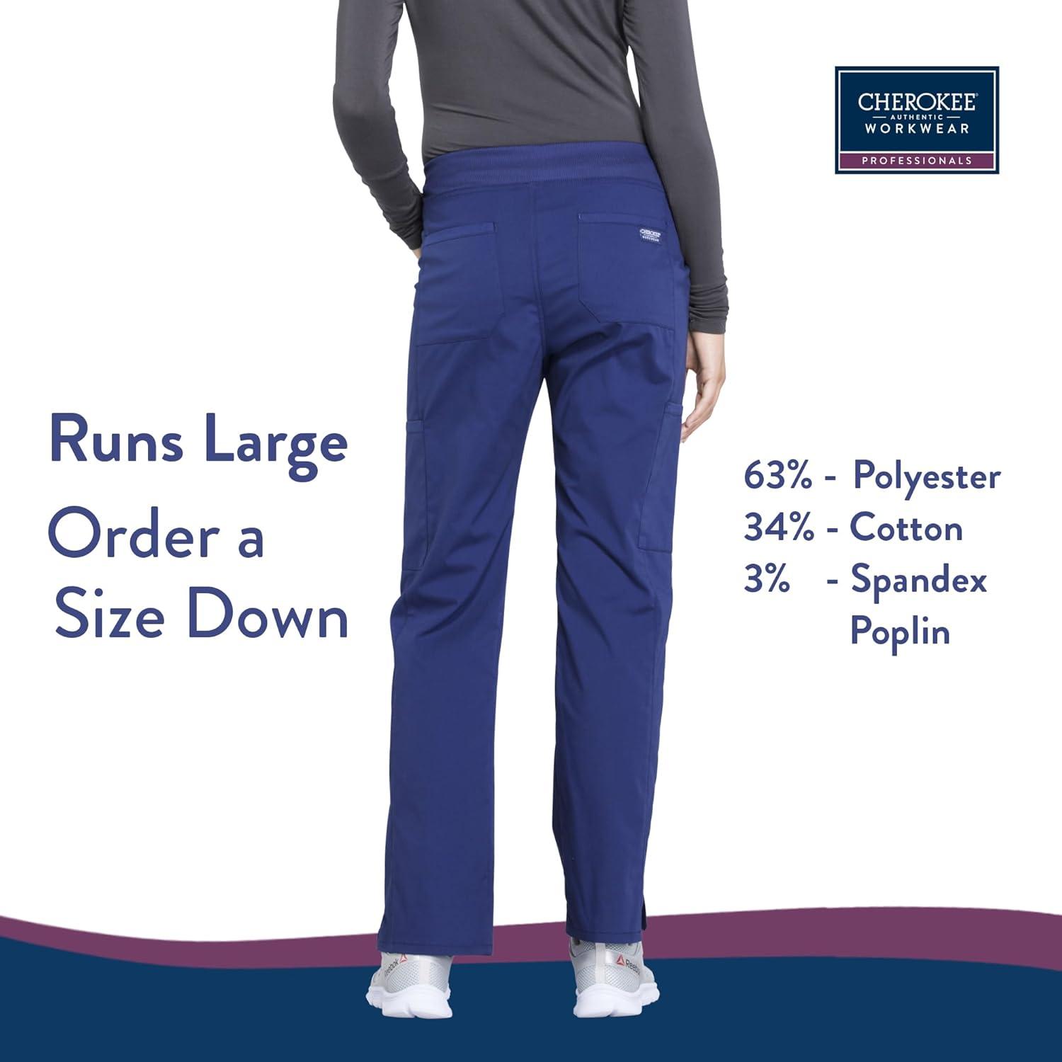 imageCherokee Womens Scrub Pants Mid Rise Straight Leg Pullon Cargo Pant with 6 Pockets amp 2Way Stretch Fabric WW170Navy
