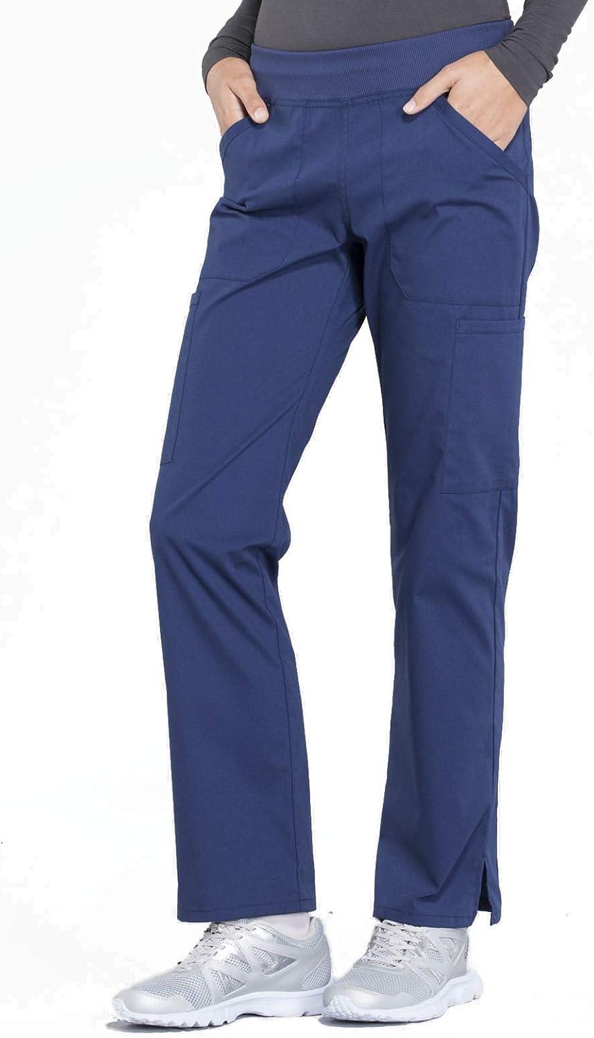 imageCherokee Womens Scrub Pants Mid Rise Straight Leg Pullon Cargo Pant with 6 Pockets amp 2Way Stretch Fabric WW170Navy