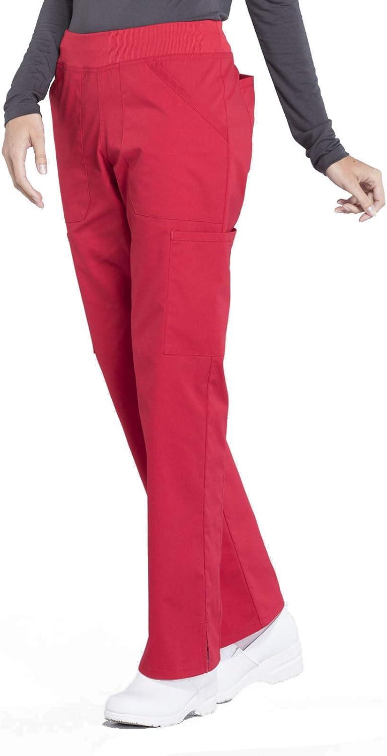 imageCherokee Womens Scrub Pants Mid Rise Straight Leg Pullon Cargo Pant with 6 Pockets amp 2Way Stretch Fabric WW170Red