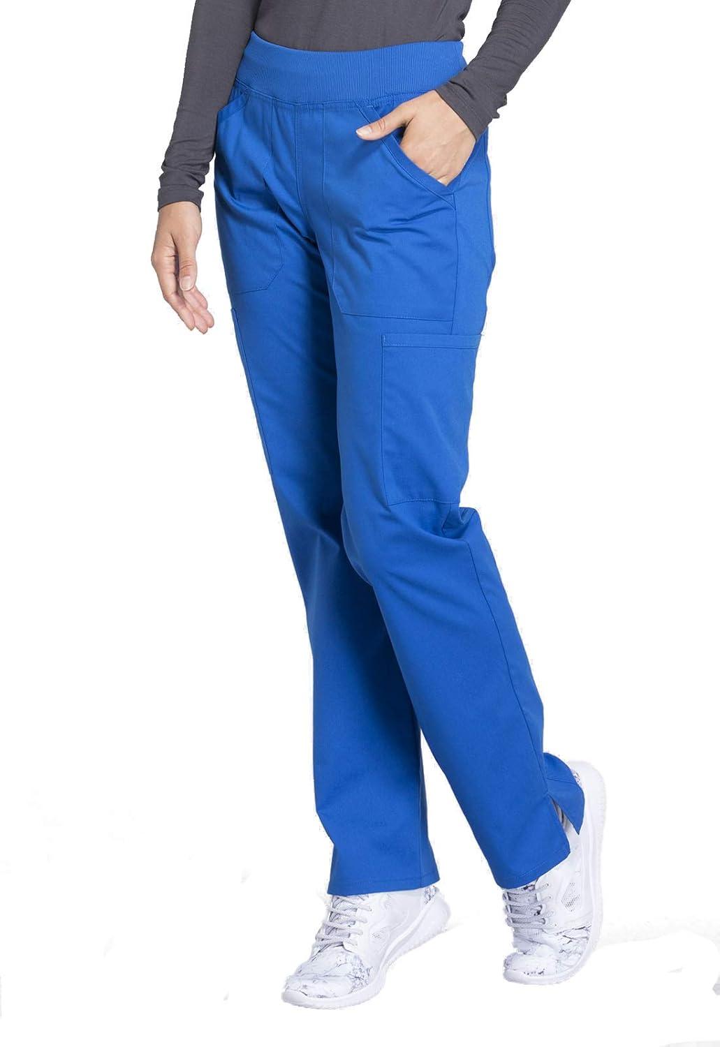imageCherokee Womens Scrub Pants Mid Rise Straight Leg Pullon Cargo Pant with 6 Pockets amp 2Way Stretch Fabric WW170Royal