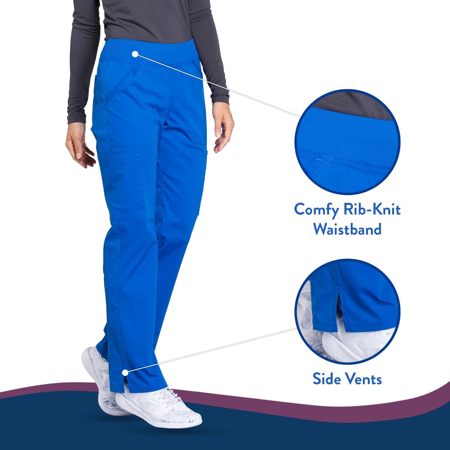 imageCherokee Womens Scrub Pants Mid Rise Straight Leg Pullon Cargo Pant with 6 Pockets amp 2Way Stretch Fabric WW170Royal