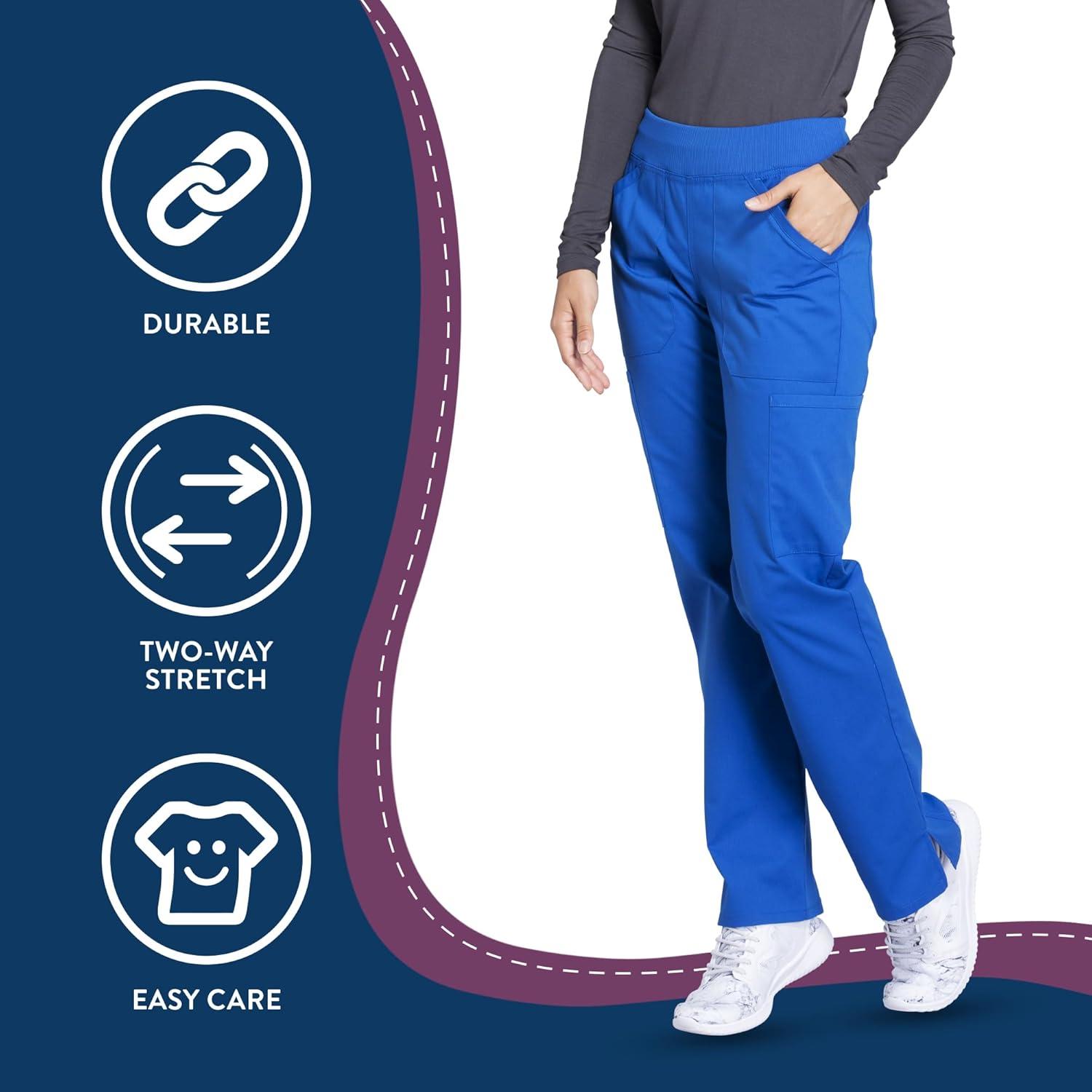 imageCherokee Womens Scrub Pants Mid Rise Straight Leg Pullon Cargo Pant with 6 Pockets amp 2Way Stretch Fabric WW170Royal