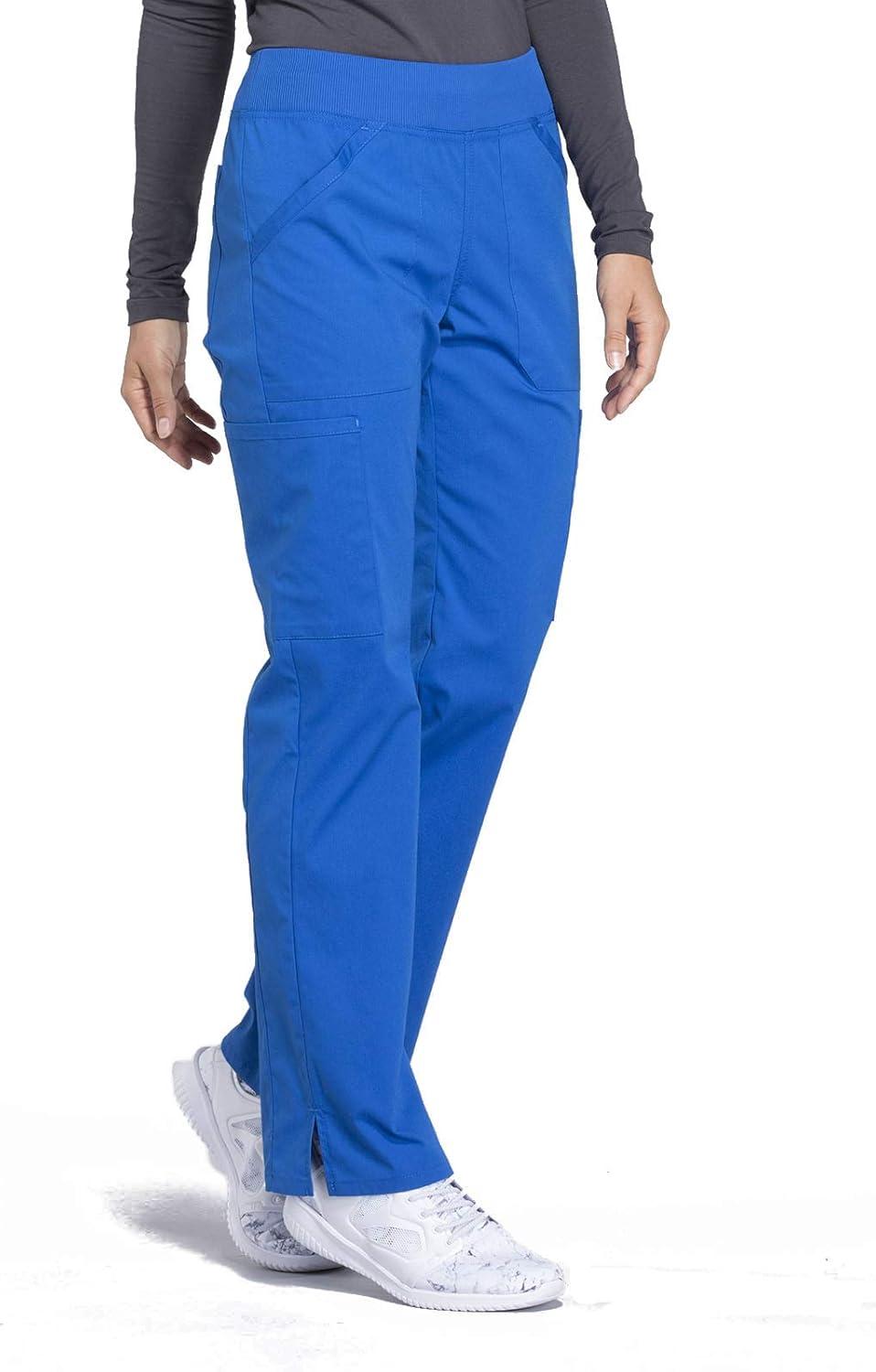 imageCherokee Womens Scrub Pants Mid Rise Straight Leg Pullon Cargo Pant with 6 Pockets amp 2Way Stretch Fabric WW170Royal