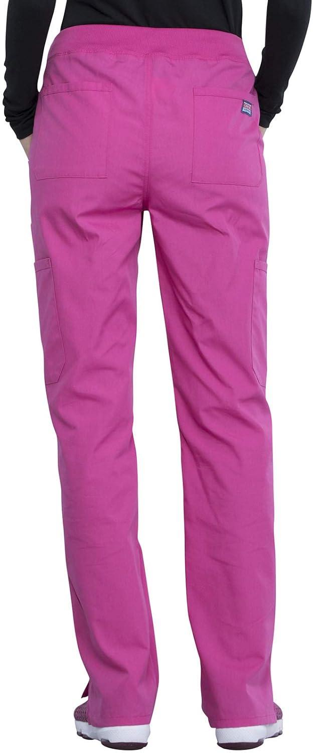 imageCherokee Womens Scrub Pants Mid Rise Straight Leg Pullon Cargo Pant with 6 Pockets amp 2Way Stretch Fabric WW170Shocking Pink