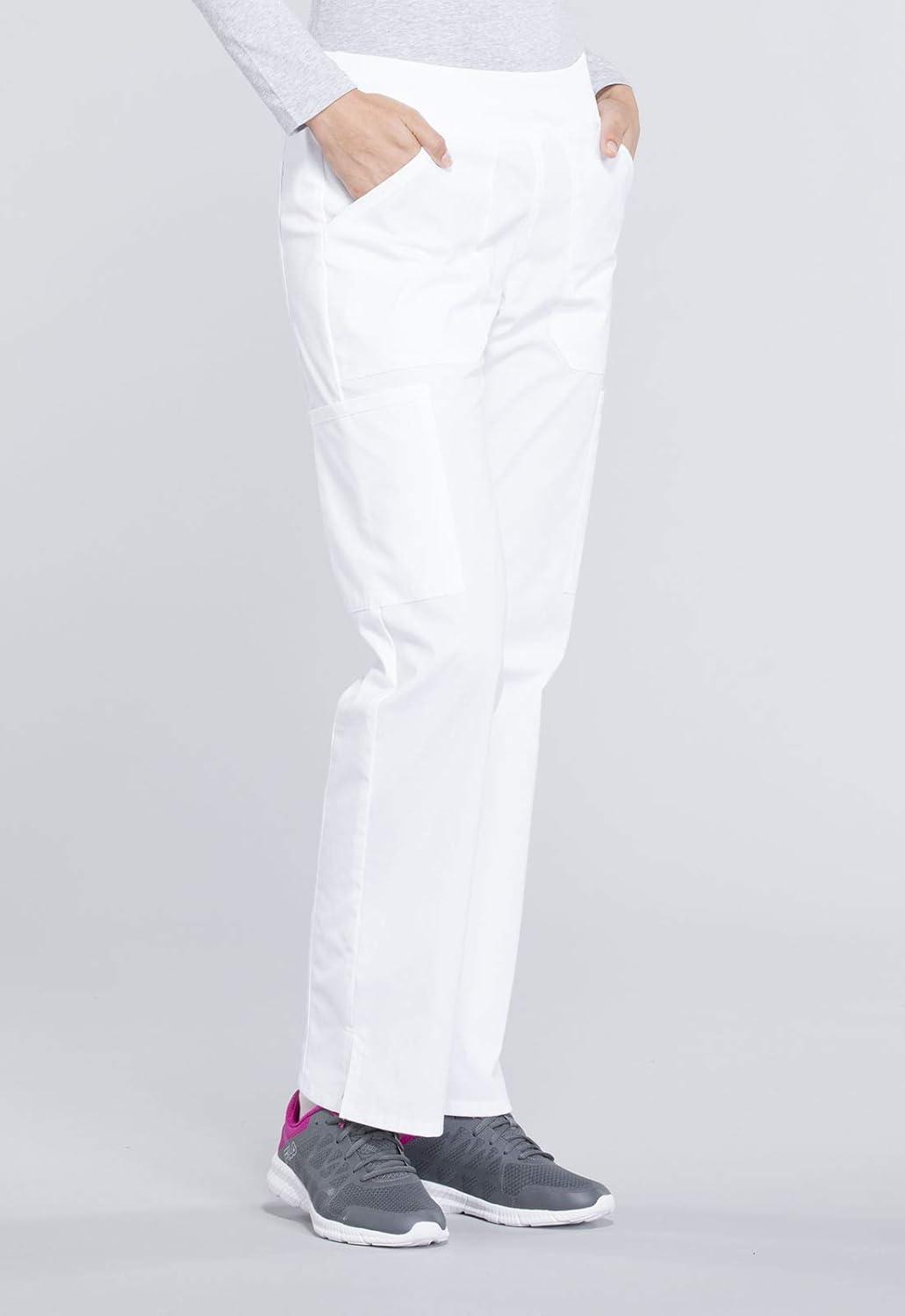 imageCherokee Womens Scrub Pants Mid Rise Straight Leg Pullon Cargo Pant with 6 Pockets amp 2Way Stretch Fabric WW170White