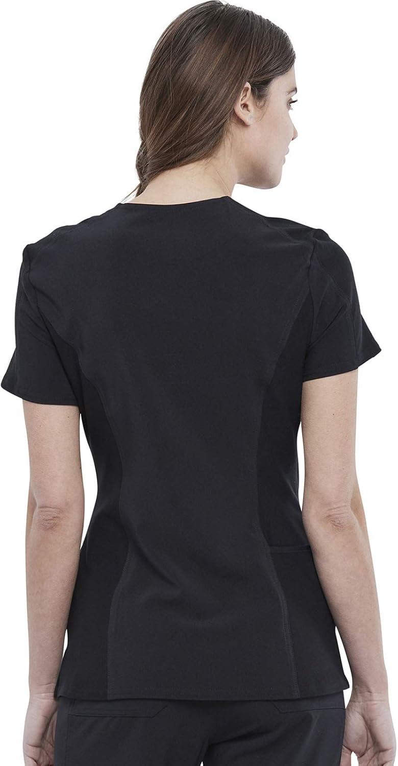 imageCherokee Womens VNeck Scrub Top 4 Pockets with Yokes amp Sleeve Insets Ideal for Medical Professionals CK711Black