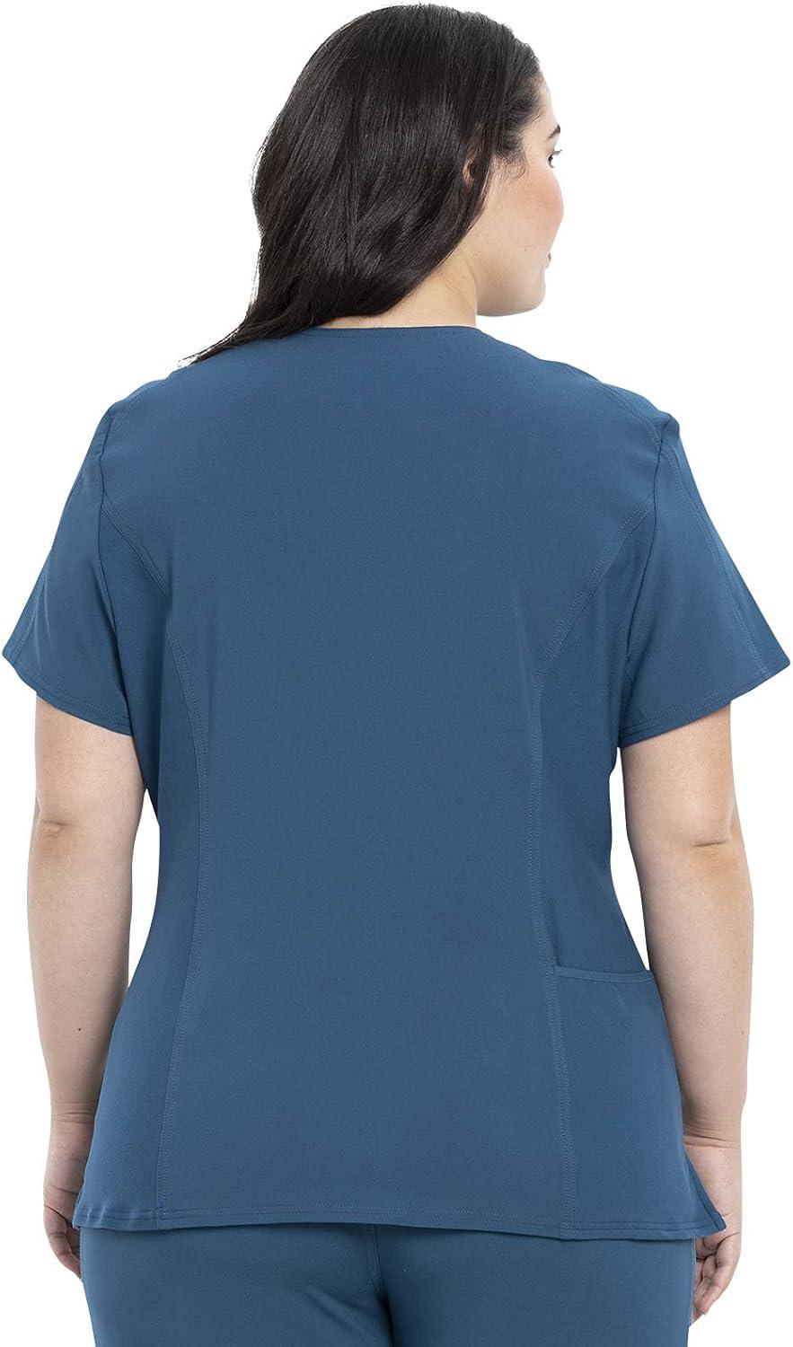 imageCherokee Womens VNeck Scrub Top 4 Pockets with Yokes amp Sleeve Insets Ideal for Medical Professionals CK711Caribbean Blue