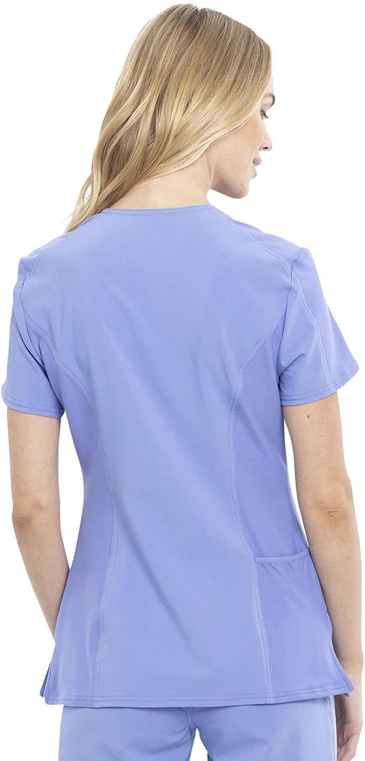 imageCherokee Womens VNeck Scrub Top 4 Pockets with Yokes amp Sleeve Insets Ideal for Medical Professionals CK711Ciel Blue