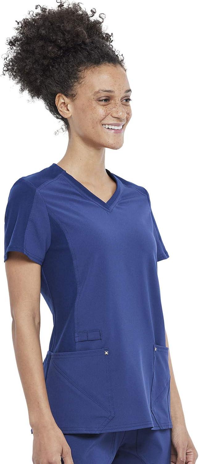 imageCherokee Womens VNeck Scrub Top 4 Pockets with Yokes amp Sleeve Insets Ideal for Medical Professionals CK711Navy