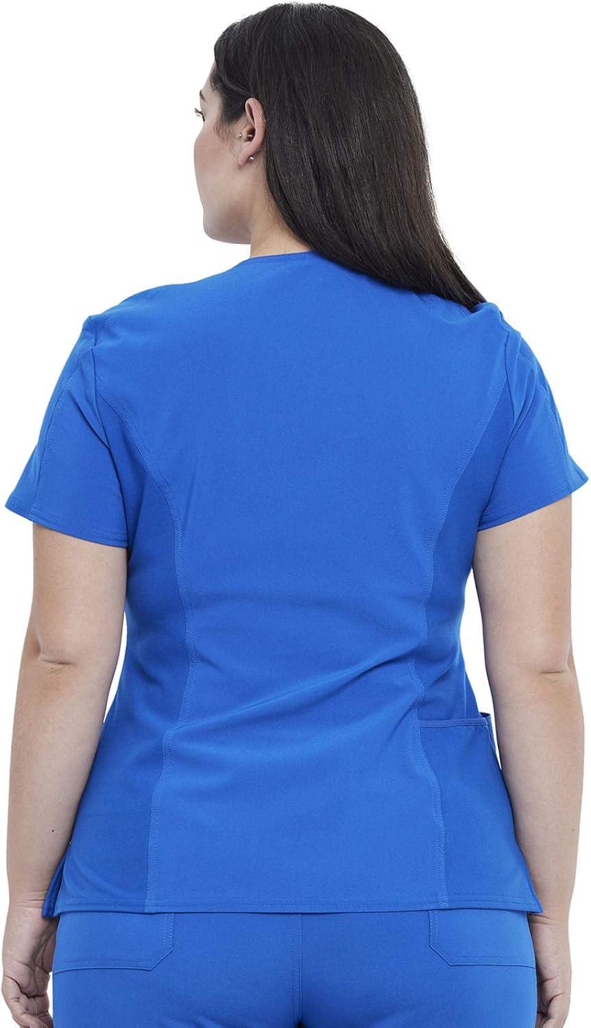 imageCherokee Womens VNeck Scrub Top 4 Pockets with Yokes amp Sleeve Insets Ideal for Medical Professionals CK711Royal