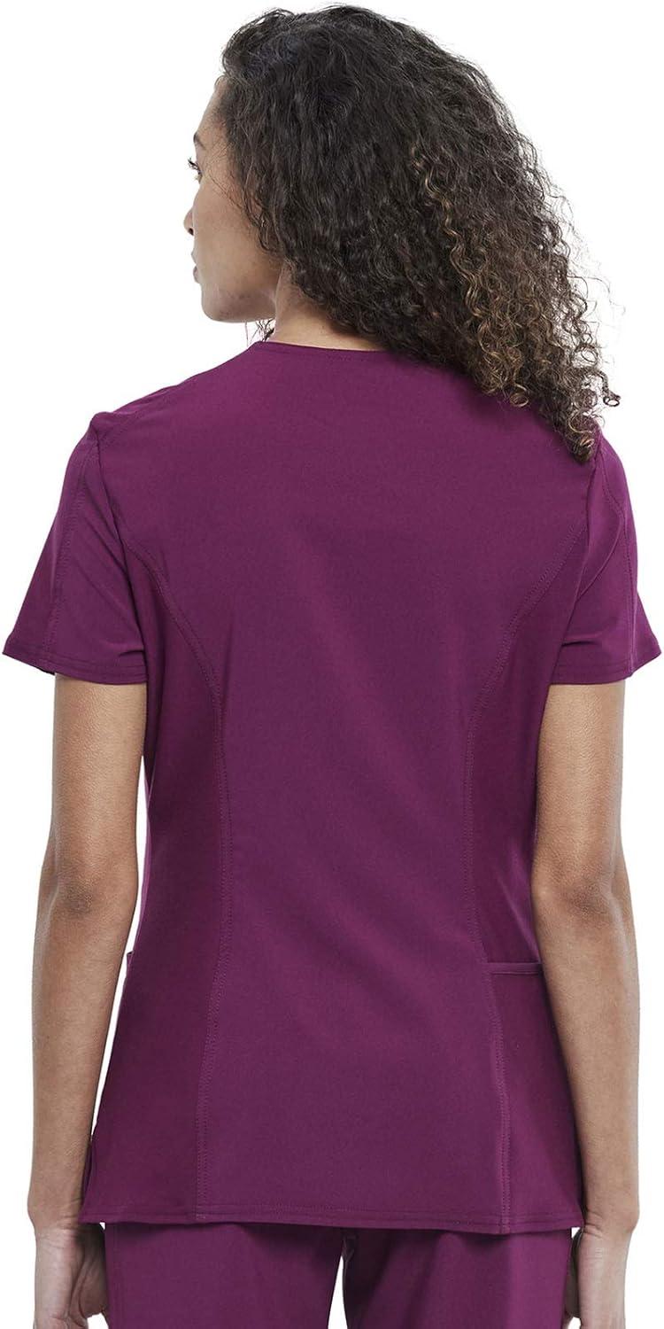imageCherokee Womens VNeck Scrub Top 4 Pockets with Yokes amp Sleeve Insets Ideal for Medical Professionals CK711Wine