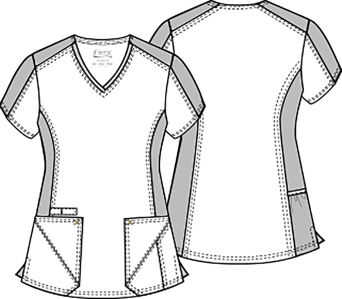 imageCherokee Womens VNeck Scrub Top 4 Pockets with Yokes amp Sleeve Insets Ideal for Medical Professionals CK711Wine
