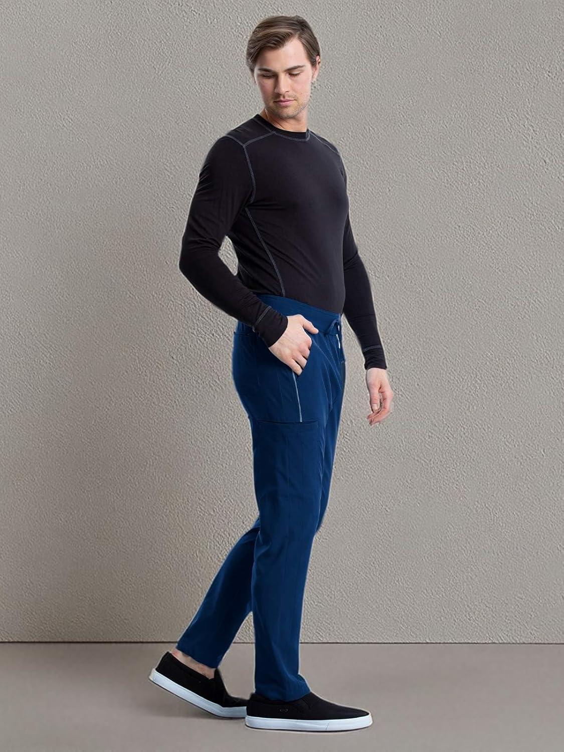 imageCherokee iFlex Men Scrubs Pant Tapered Leg Drawstring Cargo CK006Navy