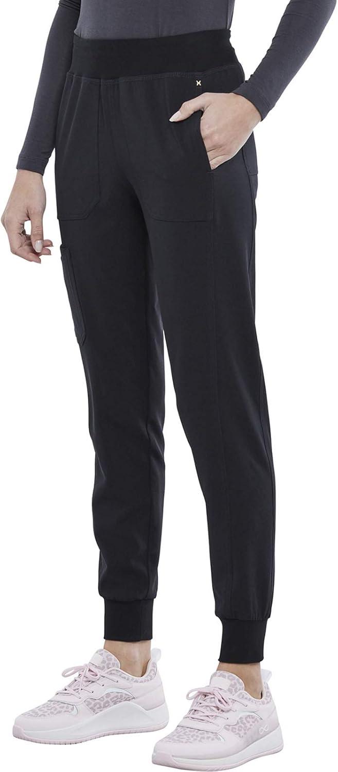 imageIflex Jogger Scrubs for Women YogaInspired Knit Waistband Scrub Pants CK011Black