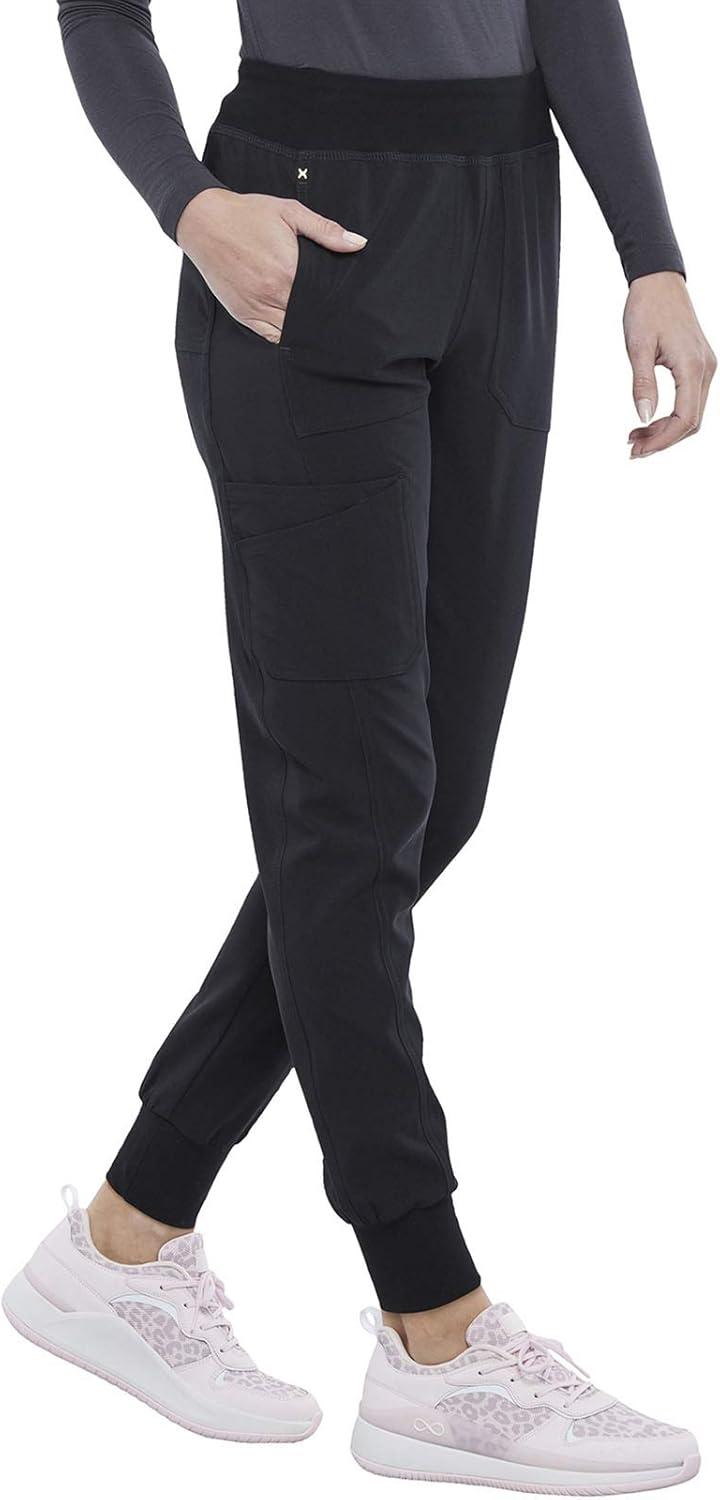 imageIflex Jogger Scrubs for Women YogaInspired Knit Waistband Scrub Pants CK011Black