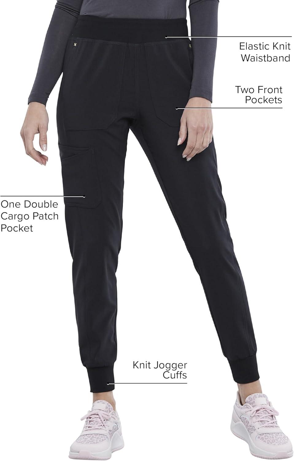 imageIflex Jogger Scrubs for Women YogaInspired Knit Waistband Scrub Pants CK011Black