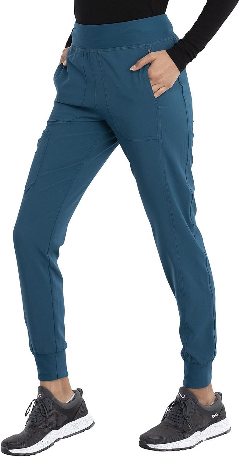 imageIflex Jogger Scrubs for Women YogaInspired Knit Waistband Scrub Pants CK011Caribbean Blue