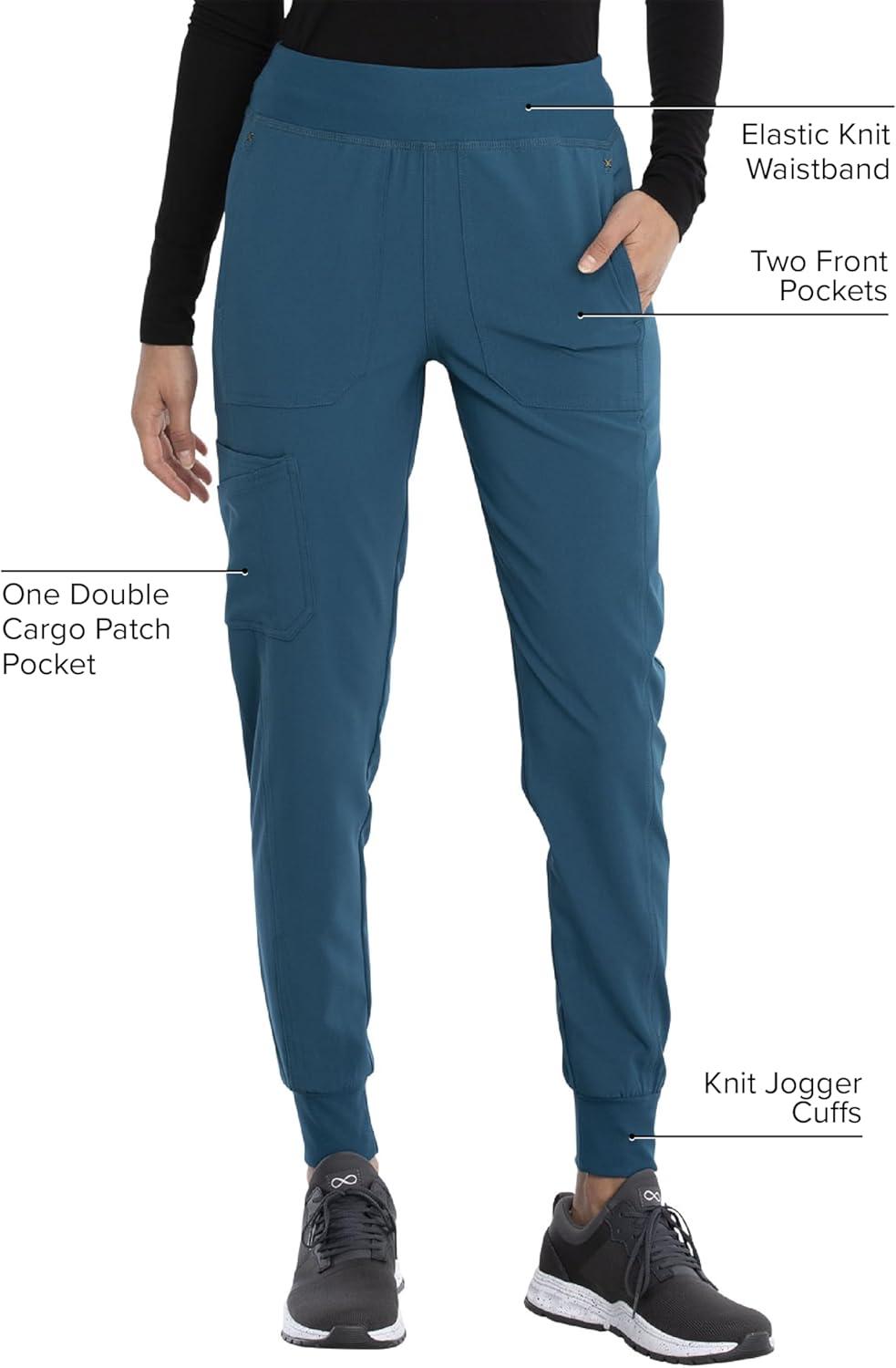 imageIflex Jogger Scrubs for Women YogaInspired Knit Waistband Scrub Pants CK011Caribbean Blue