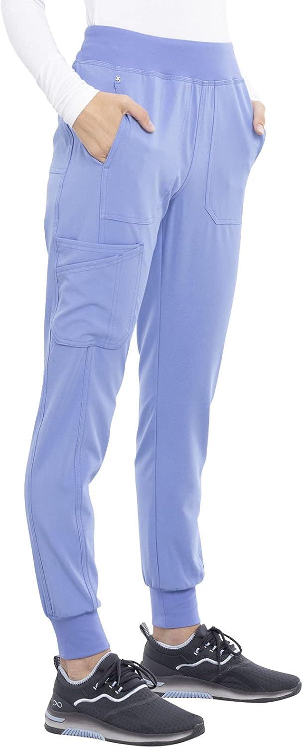 imageIflex Jogger Scrubs for Women YogaInspired Knit Waistband Scrub Pants CK011Ciel Blue
