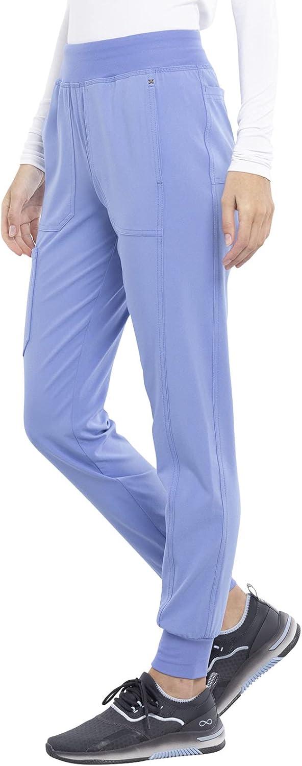 imageIflex Jogger Scrubs for Women YogaInspired Knit Waistband Scrub Pants CK011Ciel Blue