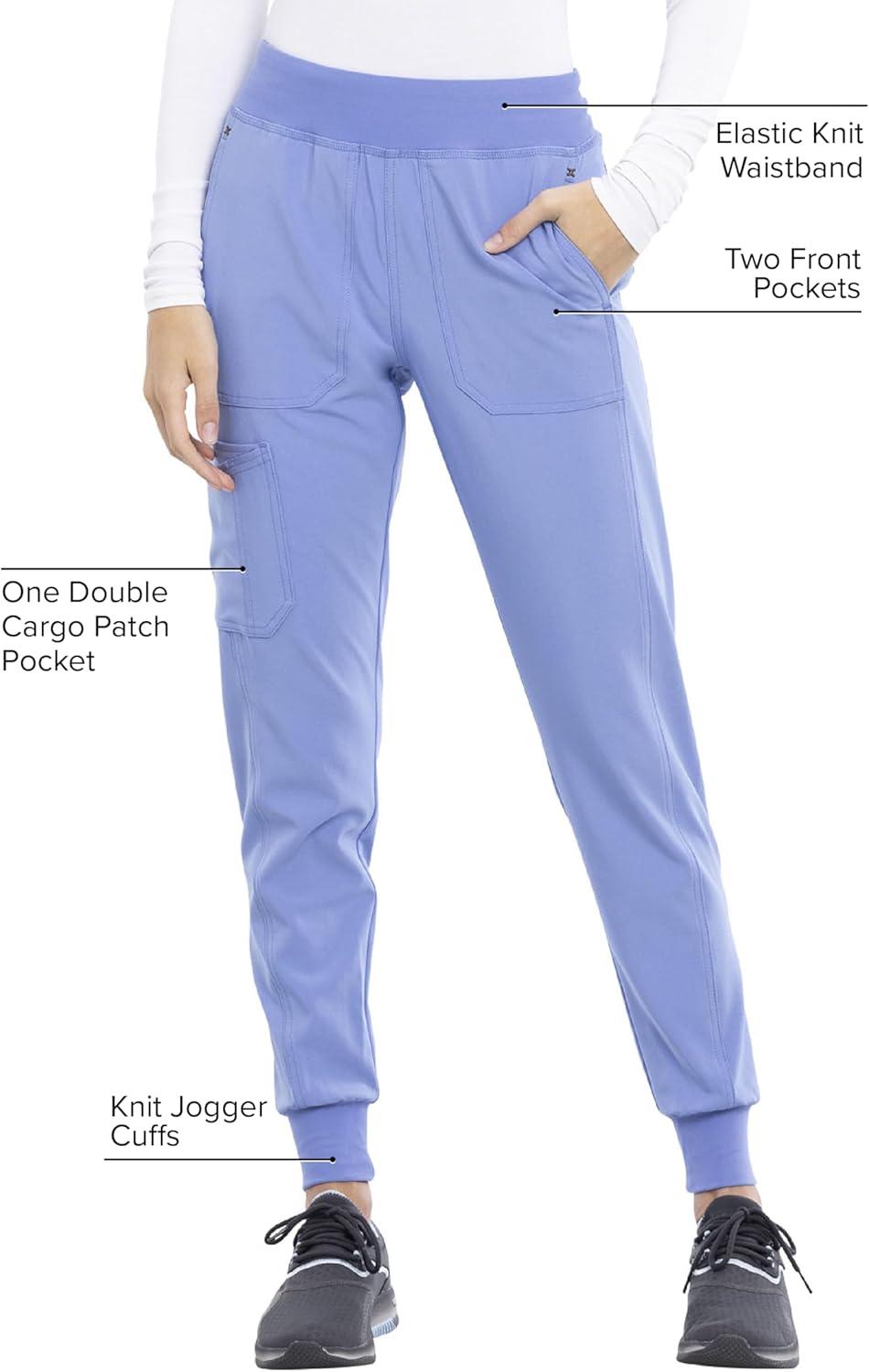 imageIflex Jogger Scrubs for Women YogaInspired Knit Waistband Scrub Pants CK011Ciel Blue