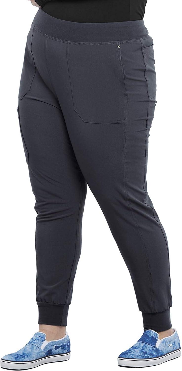 imageIflex Jogger Scrubs for Women YogaInspired Knit Waistband Scrub Pants CK011Pewter