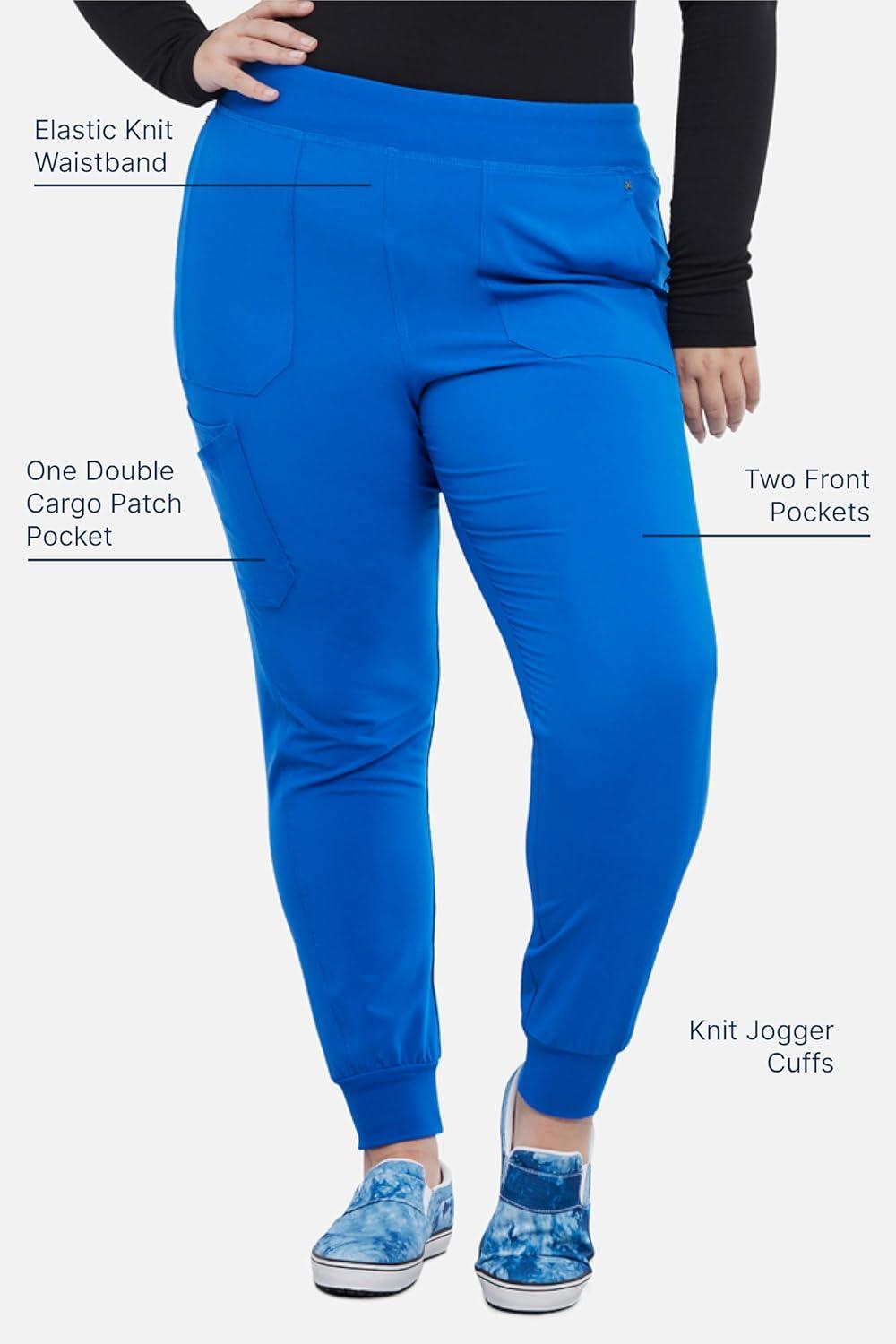 imageIflex Jogger Scrubs for Women YogaInspired Knit Waistband Scrub Pants CK011Royal